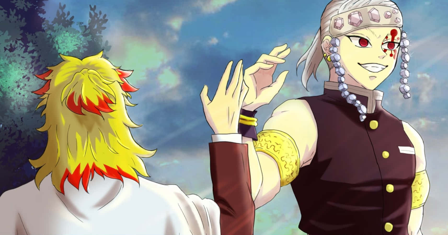 Rengoku, Tengen, fiery yellow hair, HD Desktop Wallpaper