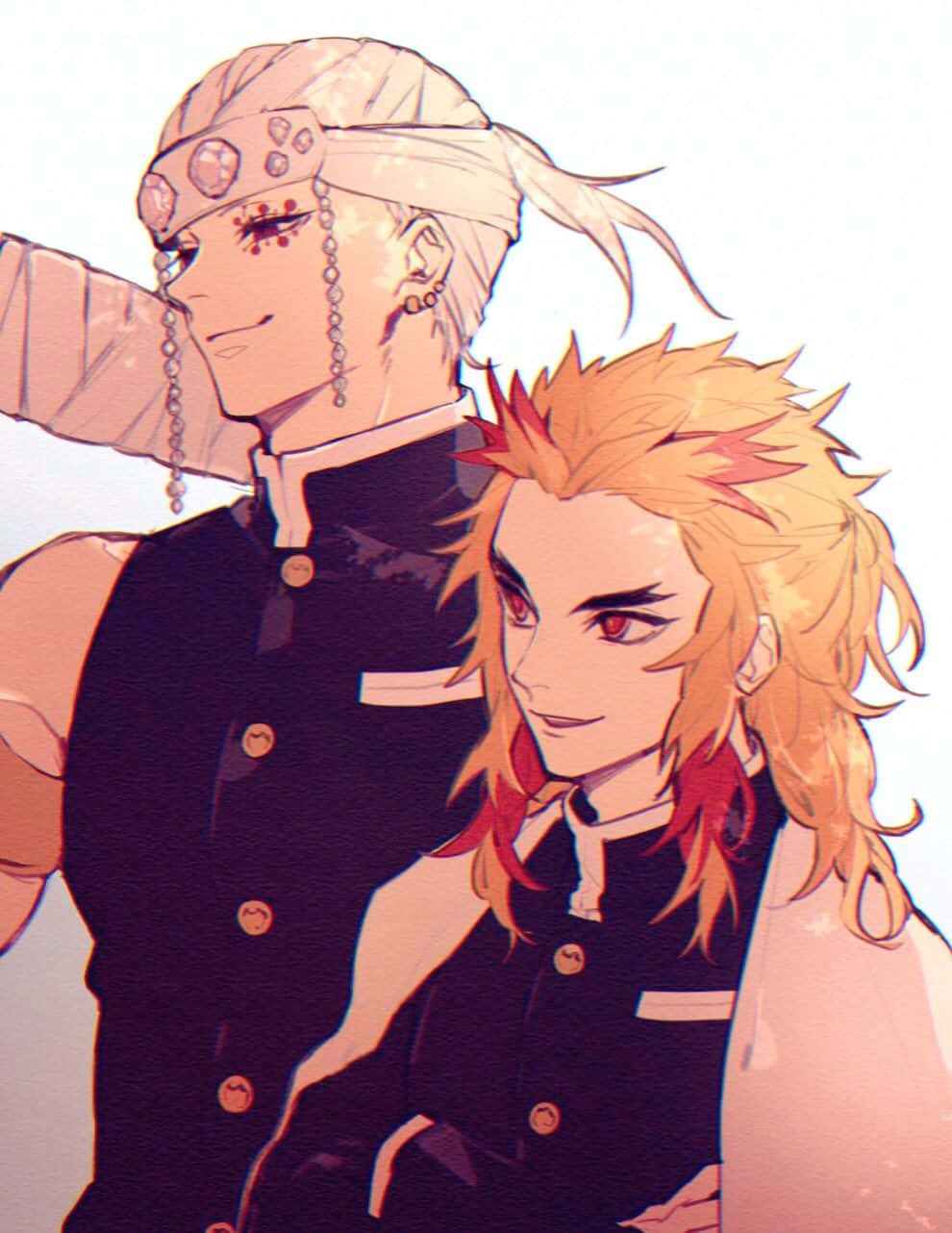 Rengoku And Tengen, anime characters, distinctive hairstyles, HD Phone Wallpaper
