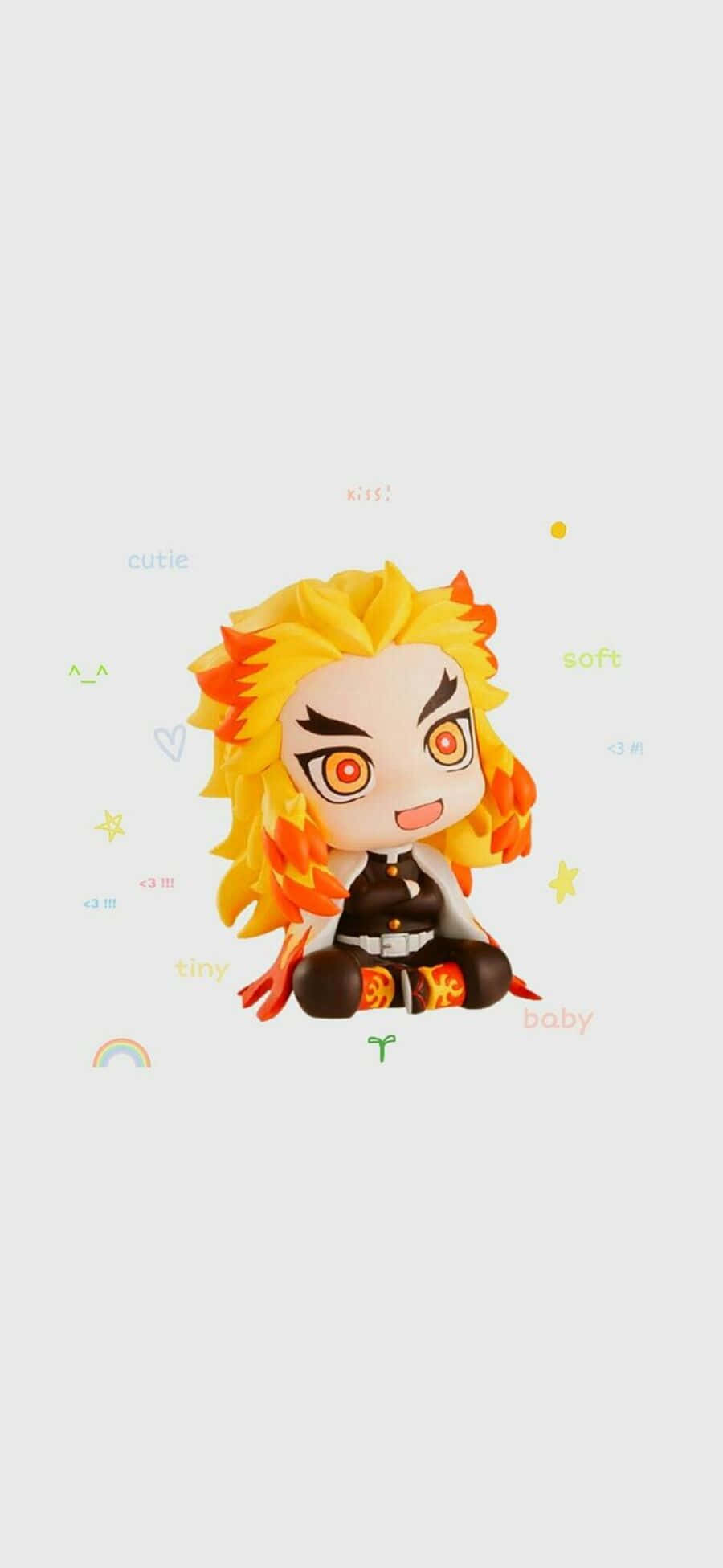 Rengoku Chibi, chibi-style anime character, fiery orange hair, Full HD Phone Wallpaper