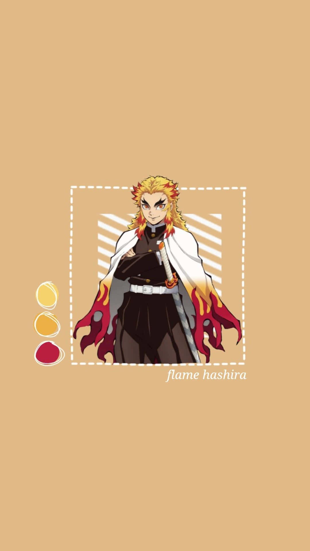 Rengoku Minimalist, fiery hair, cape, Full HD Phone Wallpaper