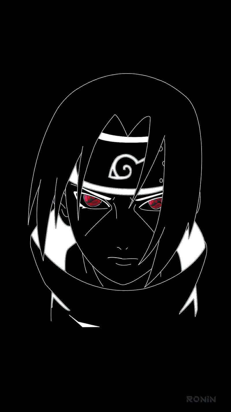 minimalist sharingan, white line art, masked anime character, HD Phone Wallpaper