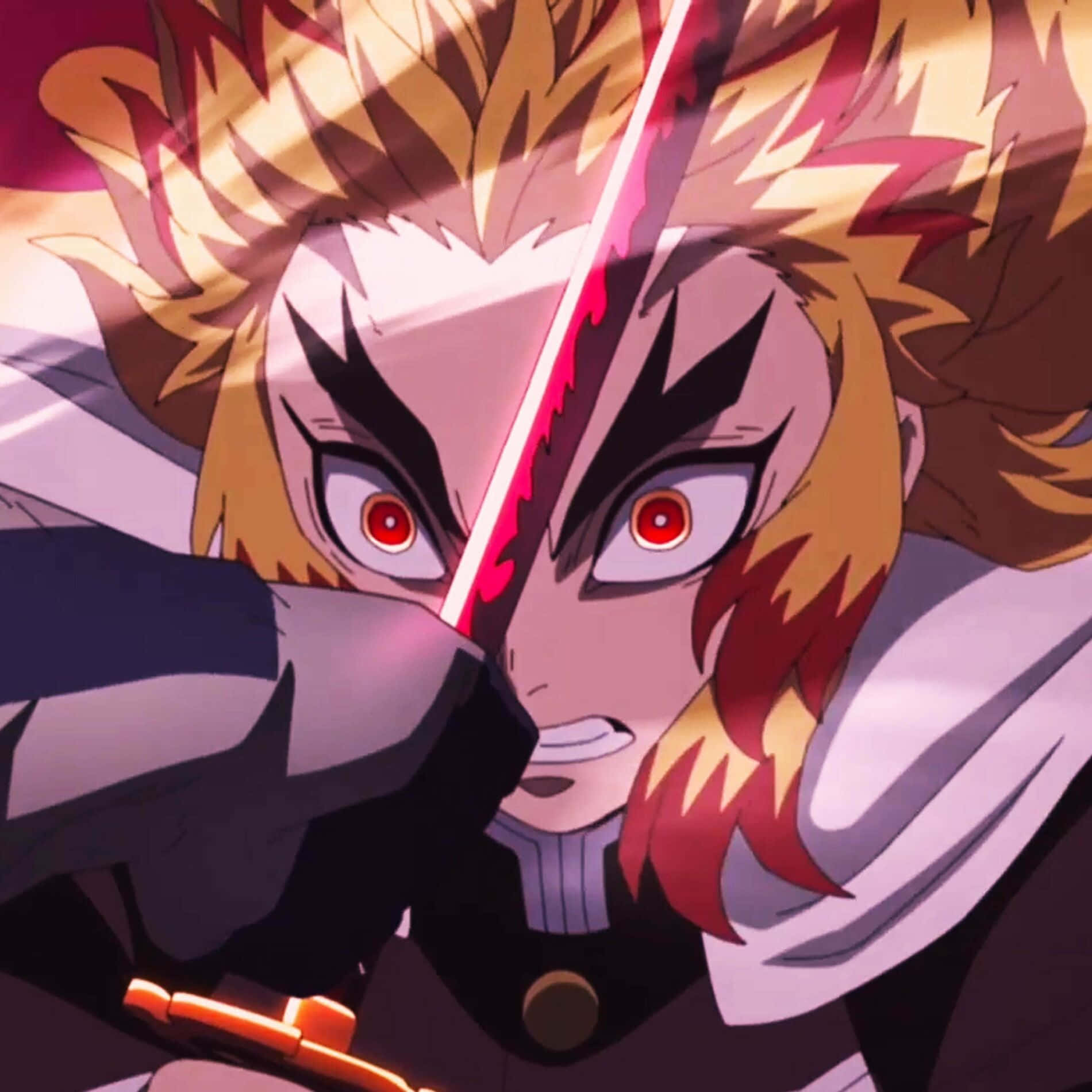 Rengoku, spiky blonde hair, red eyes, HD Desktop Wallpaper