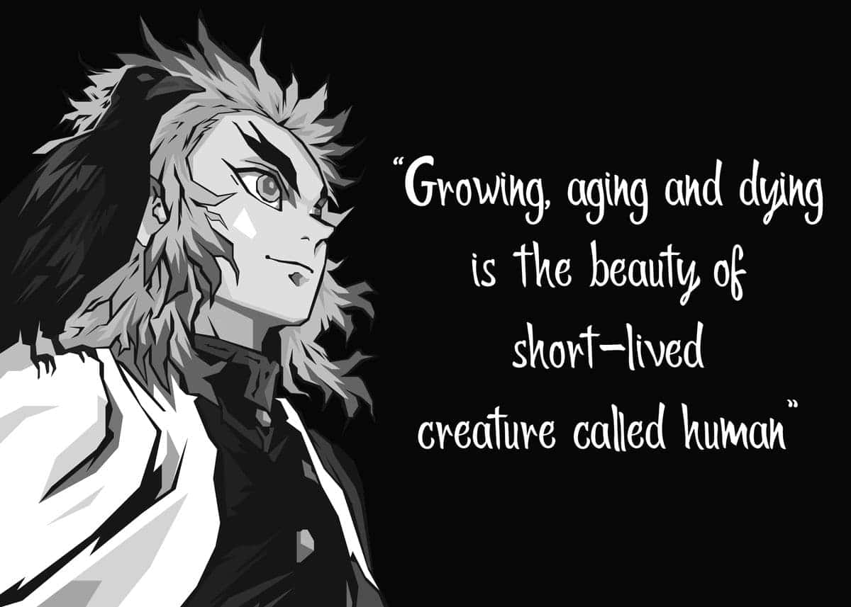 Rengoku, philosophical quote, black and white anime character, SD Desktop Wallpaper