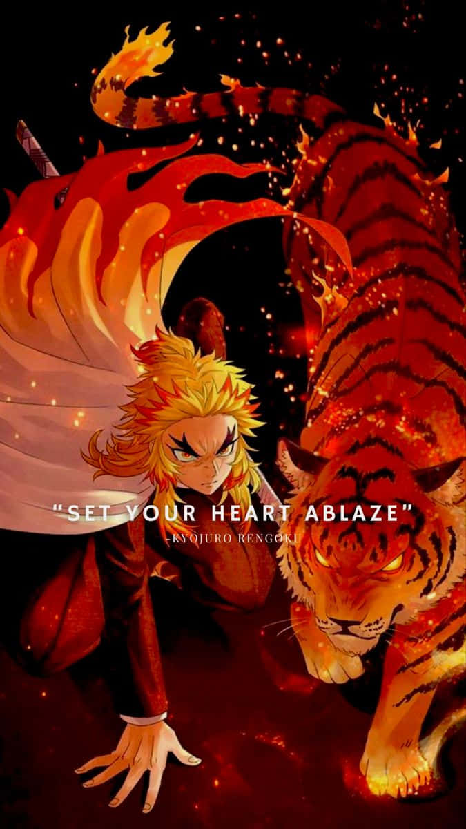 Rengoku, fiery anime warrior, spiky blonde hair, SD Phone Wallpaper