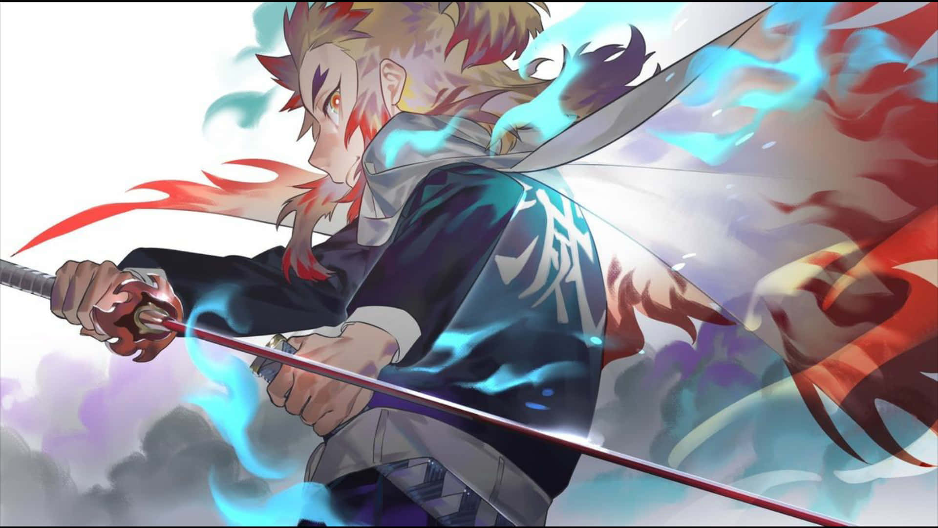 Rengoku, fiery sword, glowing sword, Full HD Desktop Wallpaper
