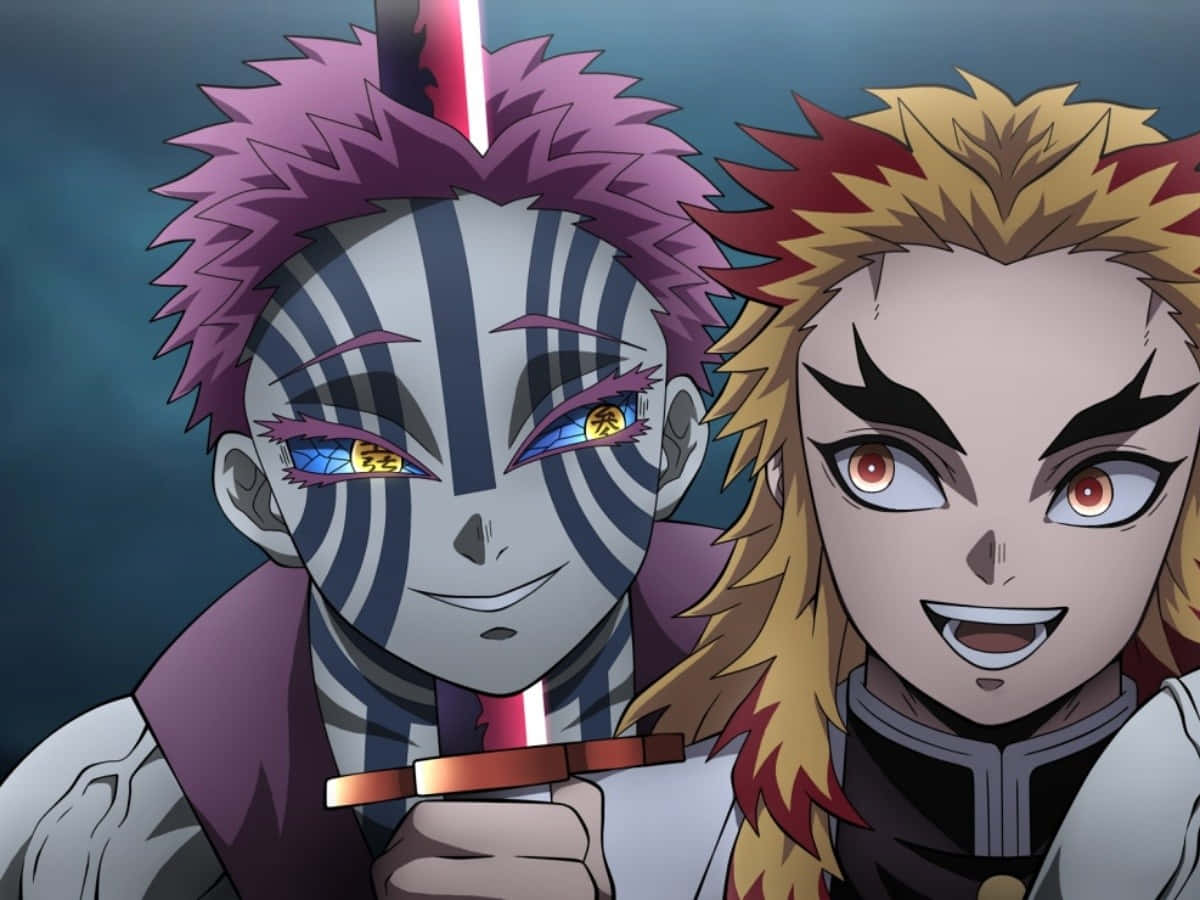 Rengoku, Akaza, glowing sword, SD Desktop Wallpaper