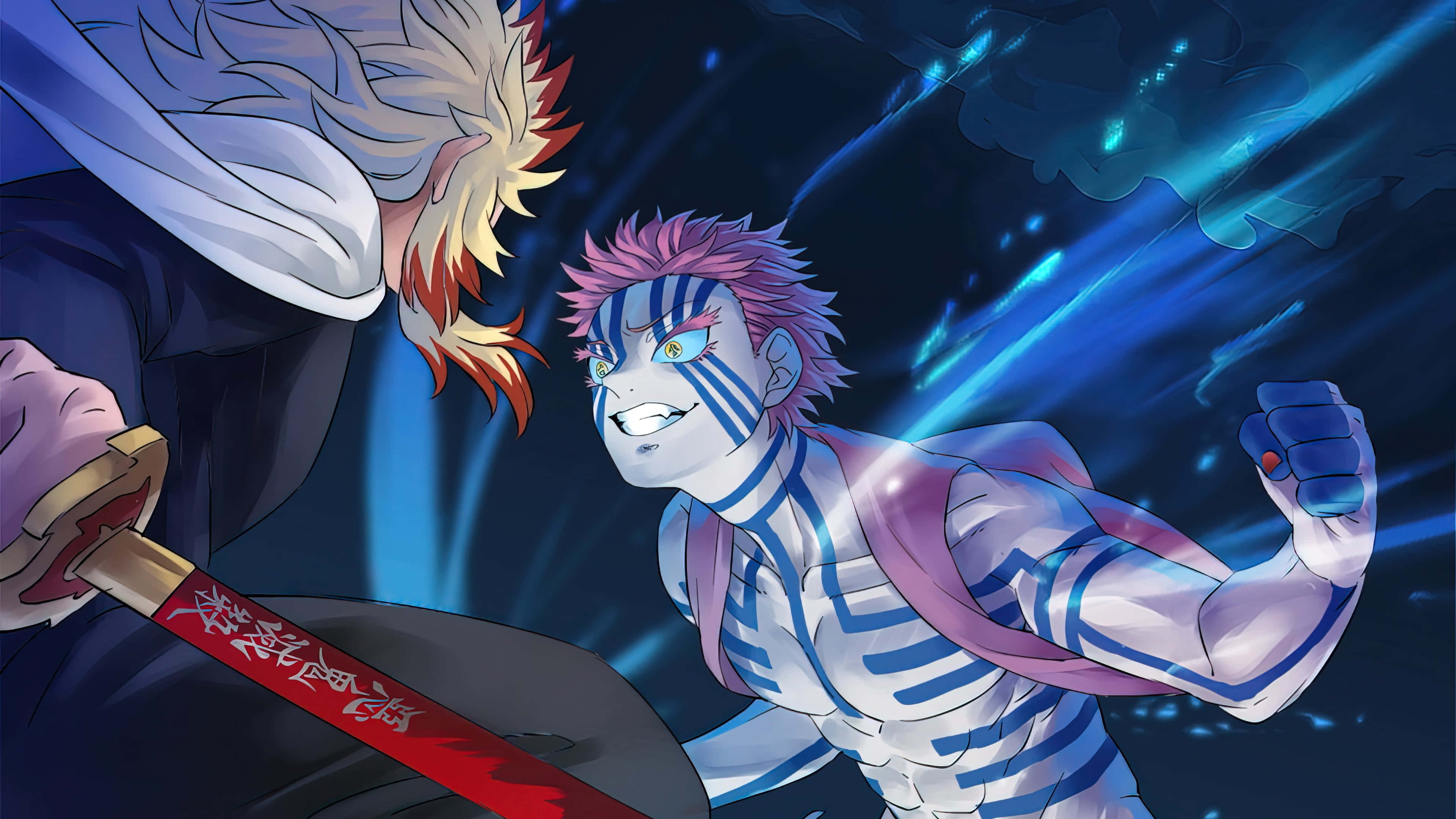 Rengoku, Akaza, pink-haired anime warrior, 4K Desktop Wallpaper