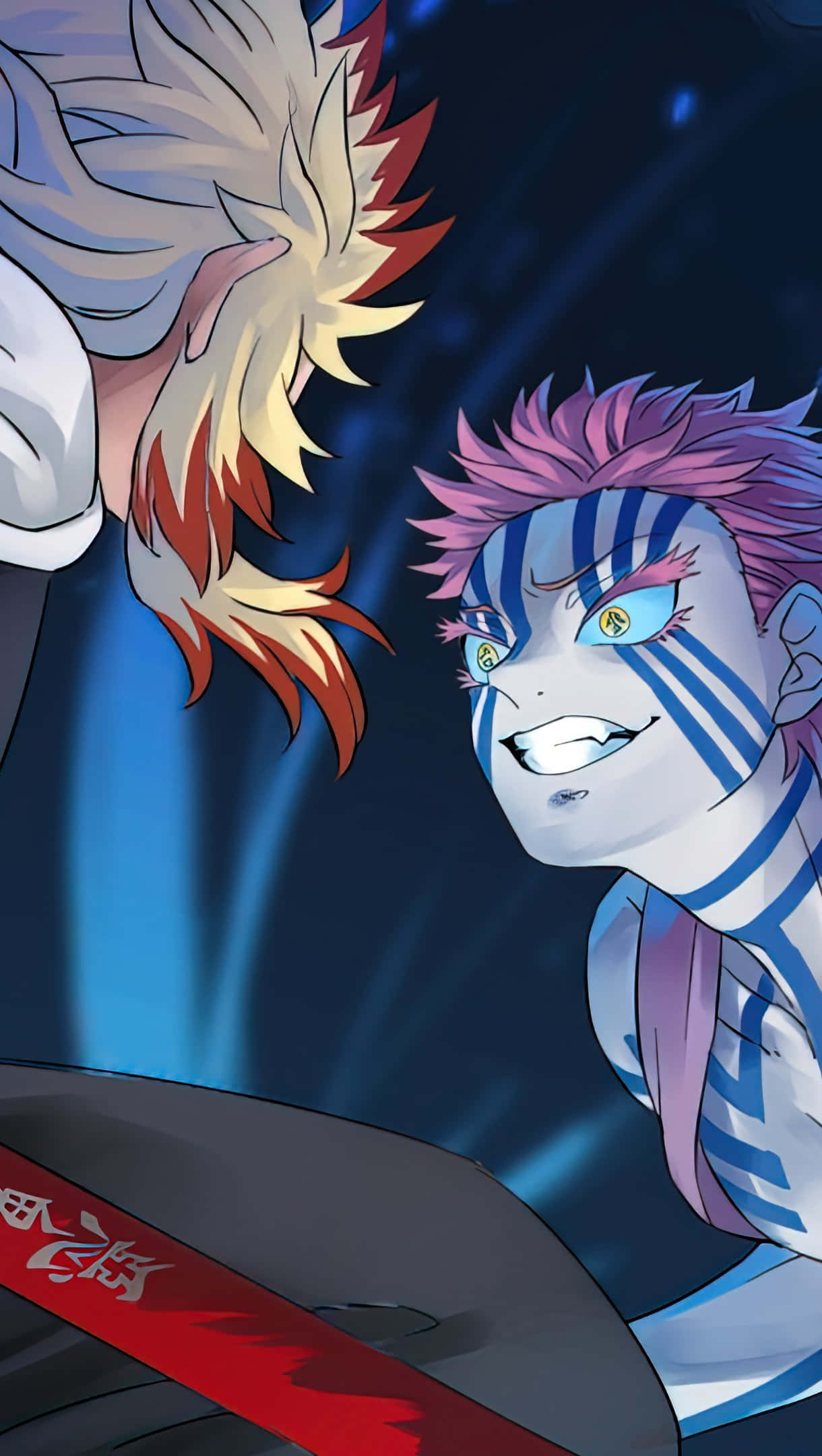 Rengoku, Akaza, pink spiky hair, Full HD Phone Wallpaper