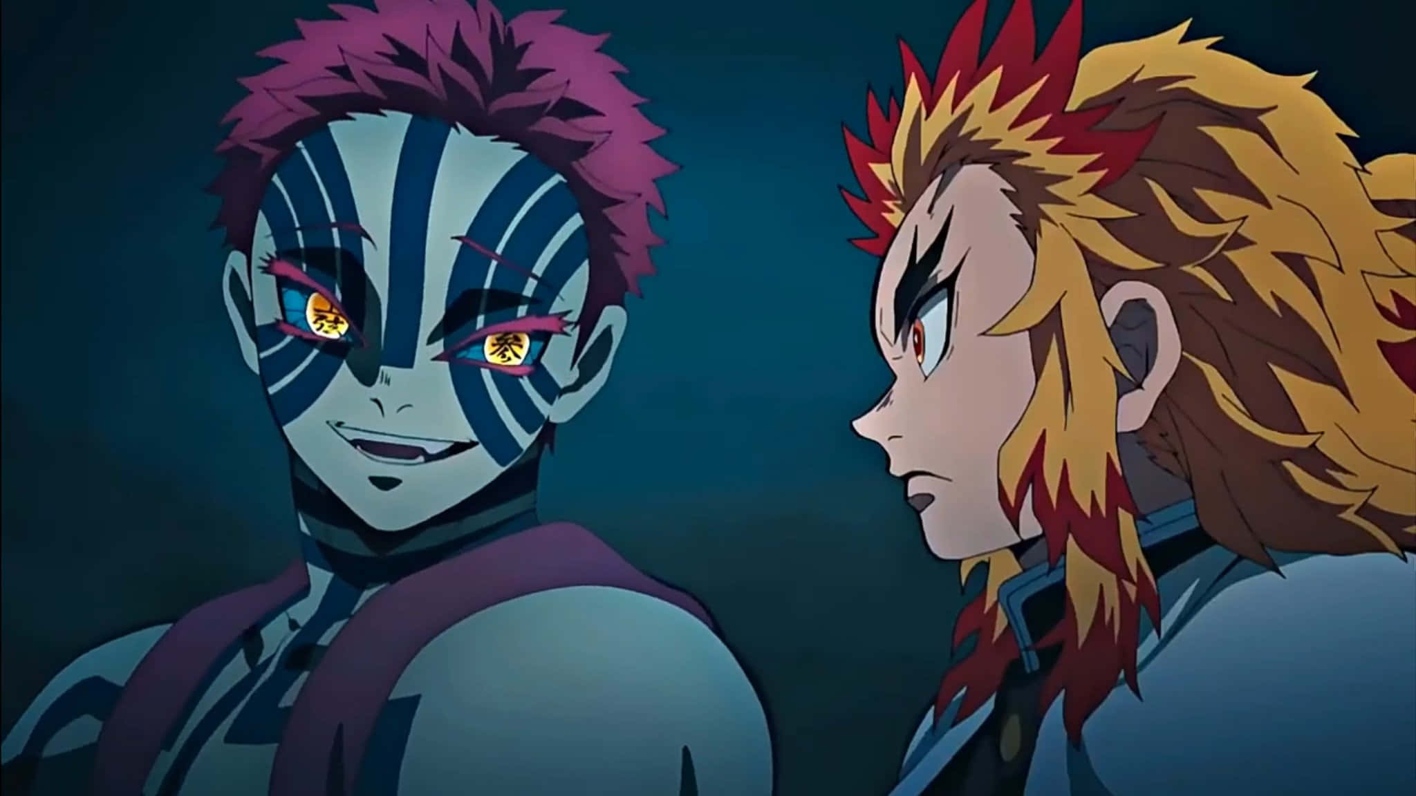 Rengoku, Akaza, purple hair, Full HD Desktop Wallpaper