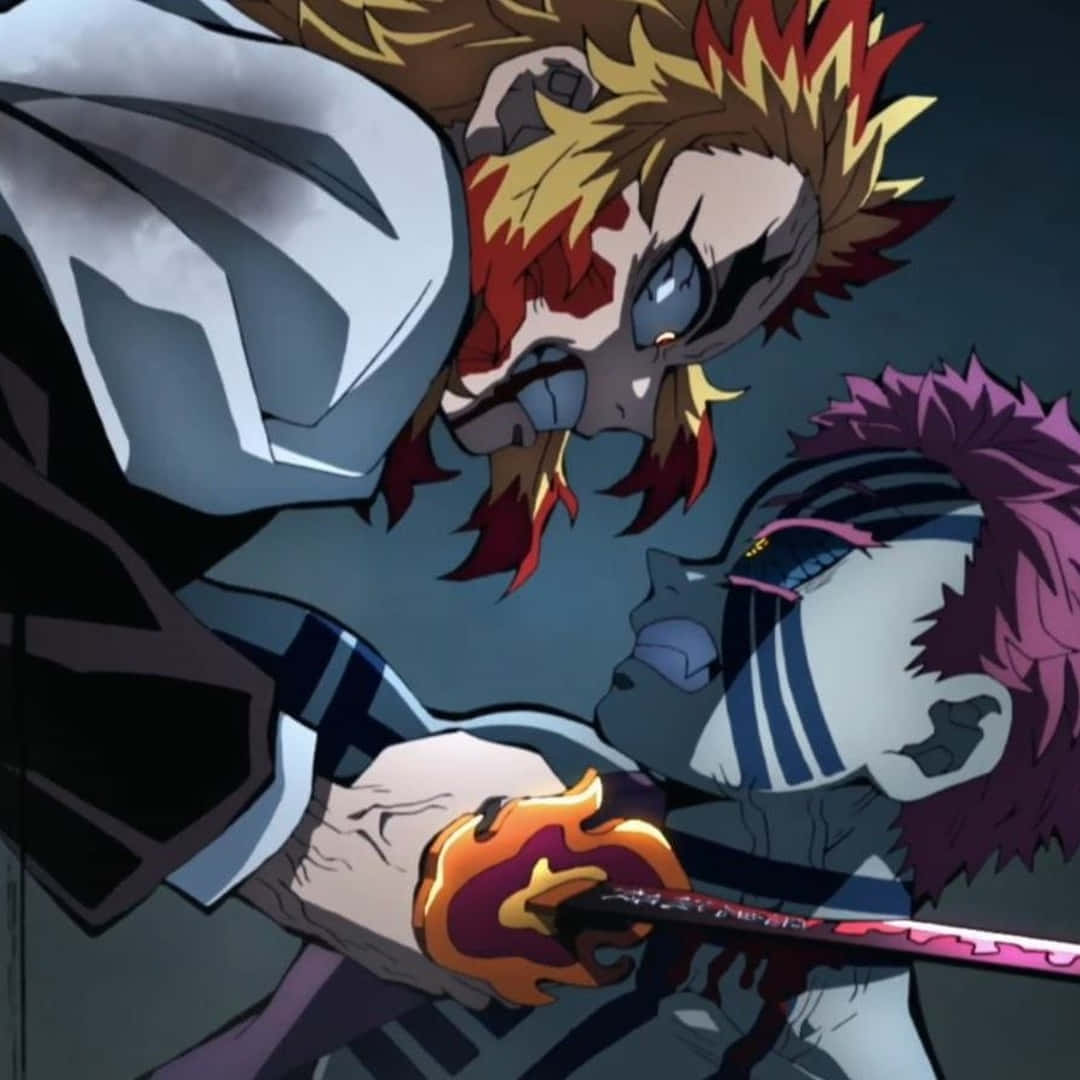 Rengoku, Akaza, flaming sword, SD Desktop Wallpaper