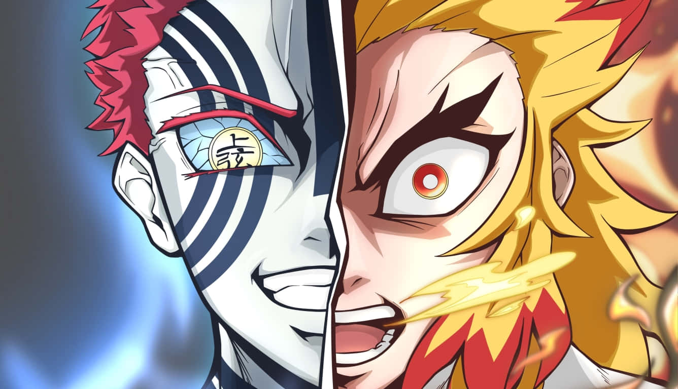 Rengoku, Akaza, blue aura, HD Desktop Wallpaper