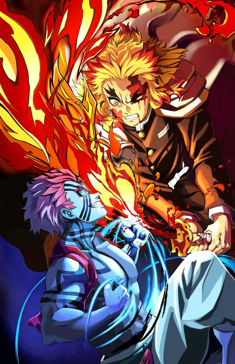 Rengoku, Akaza, fiery-haired warrior, SD Phone Wallpaper