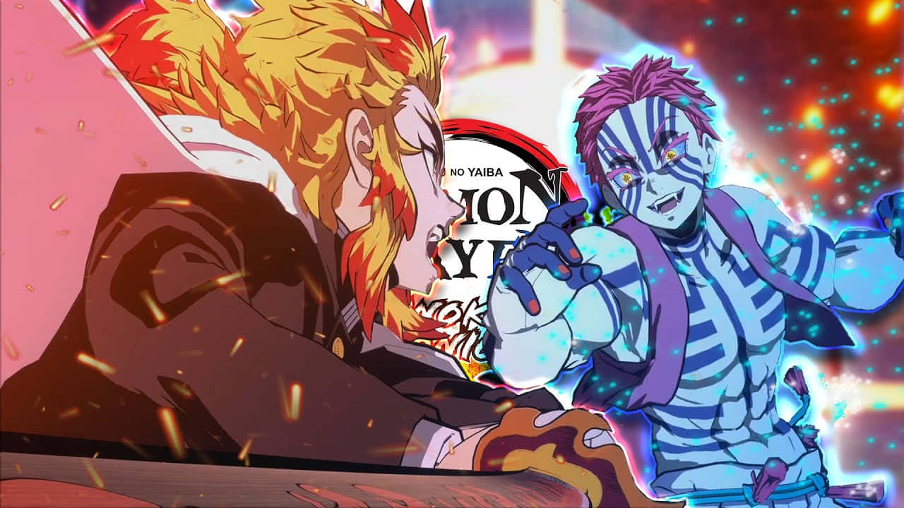 Rengoku, Akaza, fiery battle, HD Desktop Wallpaper