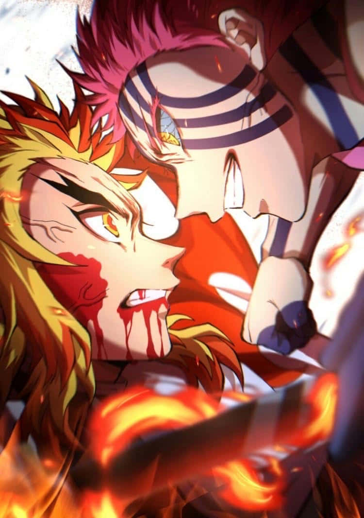 Rengoku, Akaza, epic confrontation, SD Phone Wallpaper