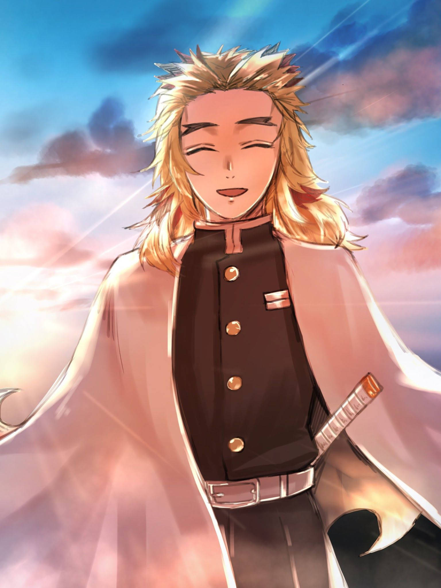 Rengoku, sunrise, vibrant sunset sky, Full HD Phone Wallpaper