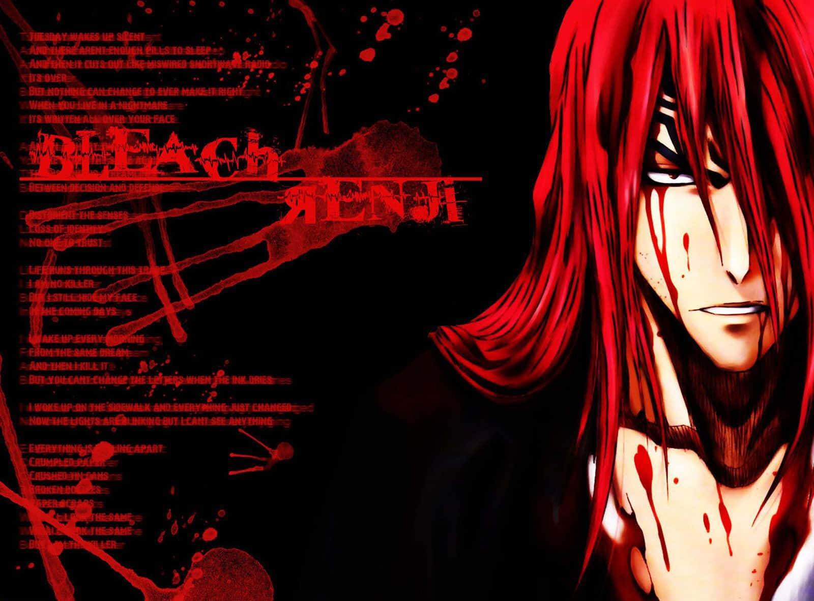 Renji Abarai, crimson-haired, blood streaks, HD Desktop Wallpaper