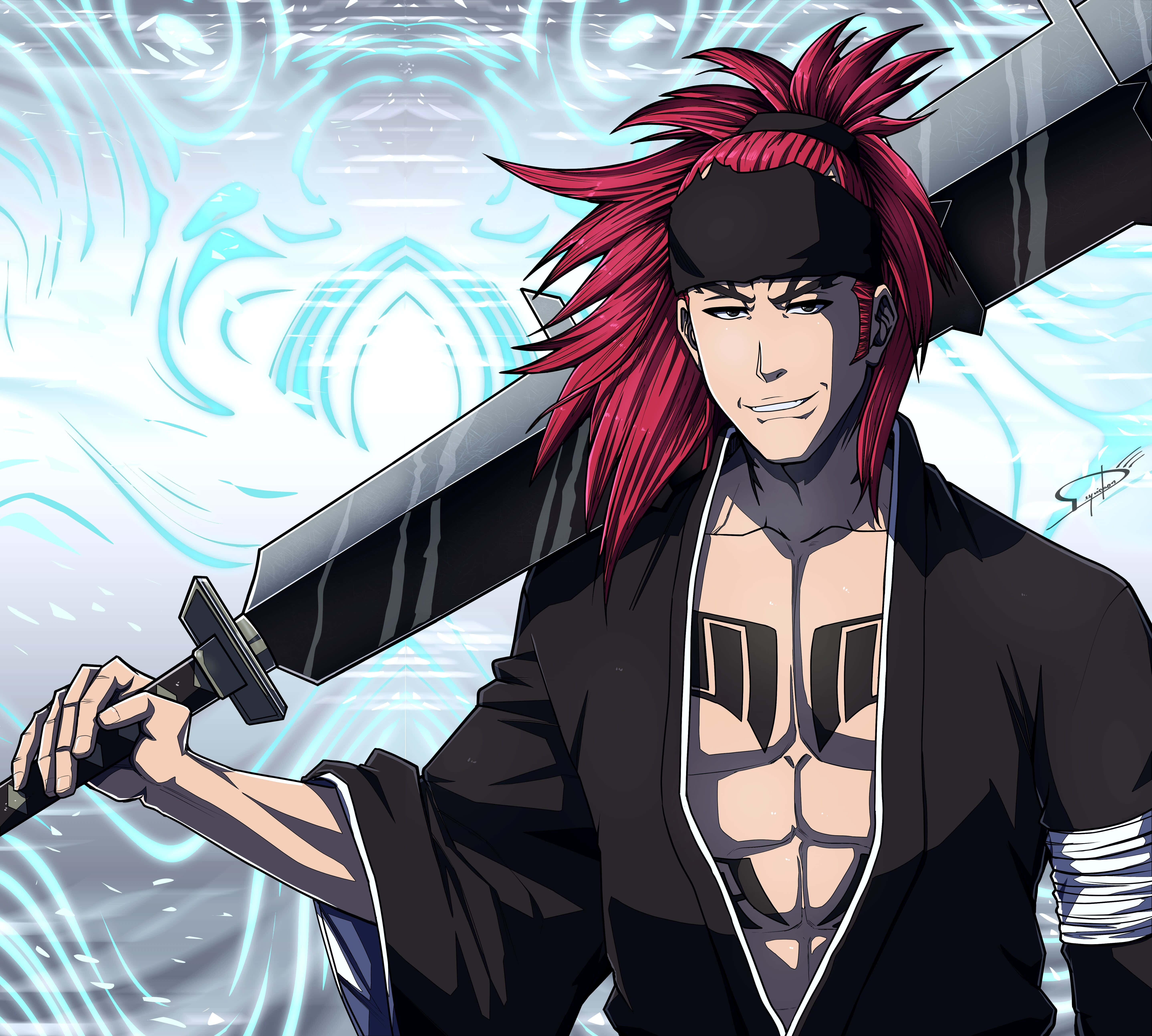 Renji Abarai, red-haired, black headband, 5K Desktop Wallpaper