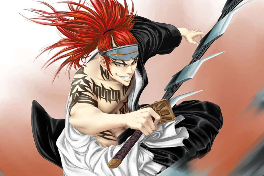 Renji Abarai, red-haired, tribal tattoos, SD Desktop Wallpaper