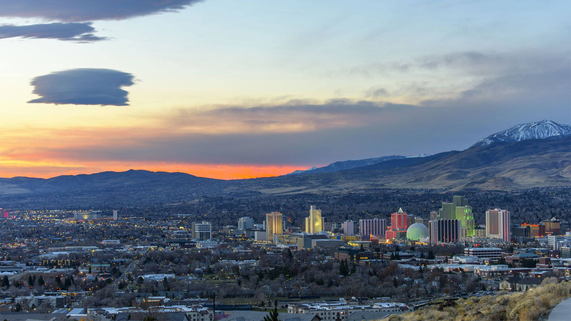 Reno, sunset, cityscape, Full HD Desktop Wallpaper