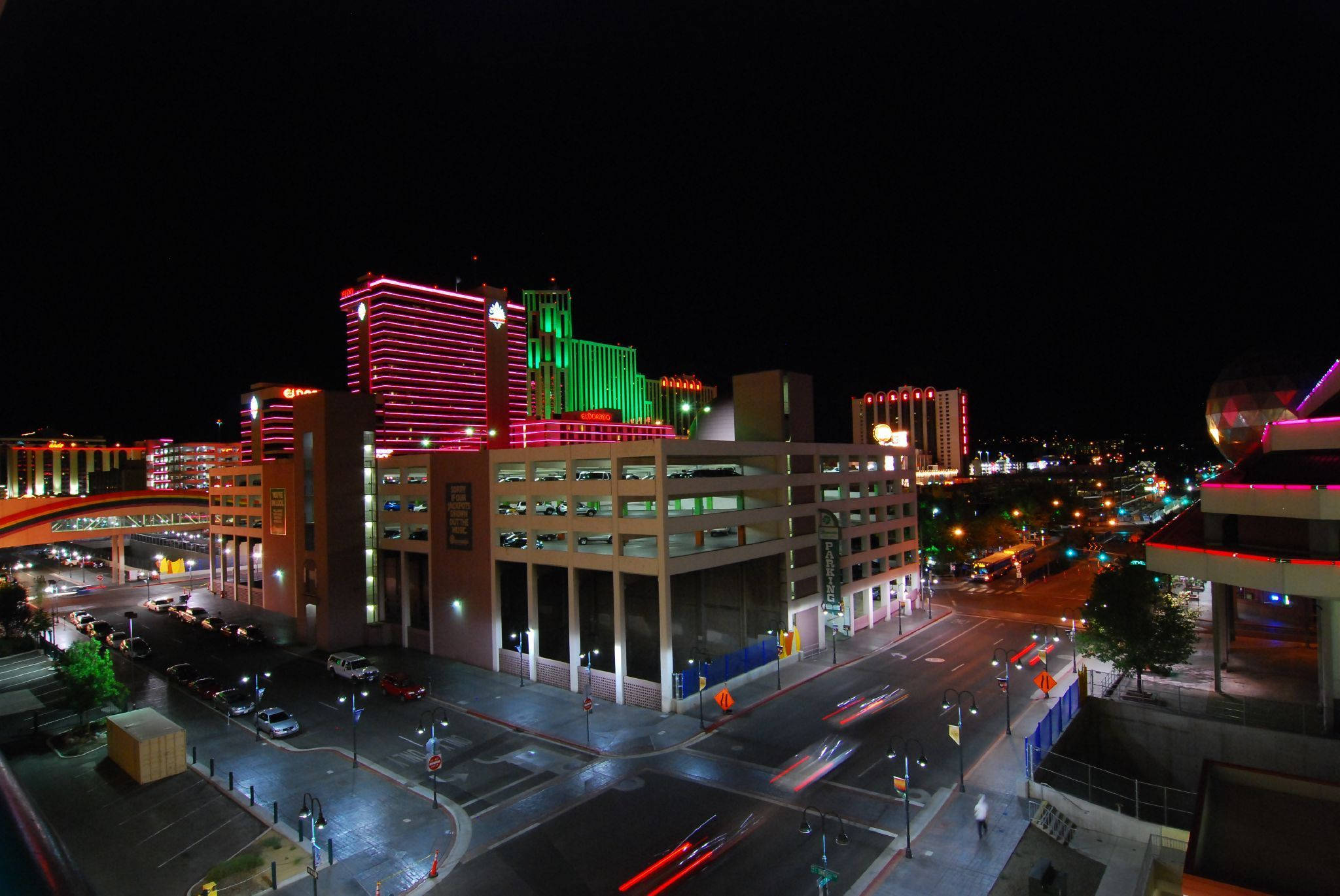 Reno, night, neon-lit skyscrapers, Full HD Desktop Wallpaper