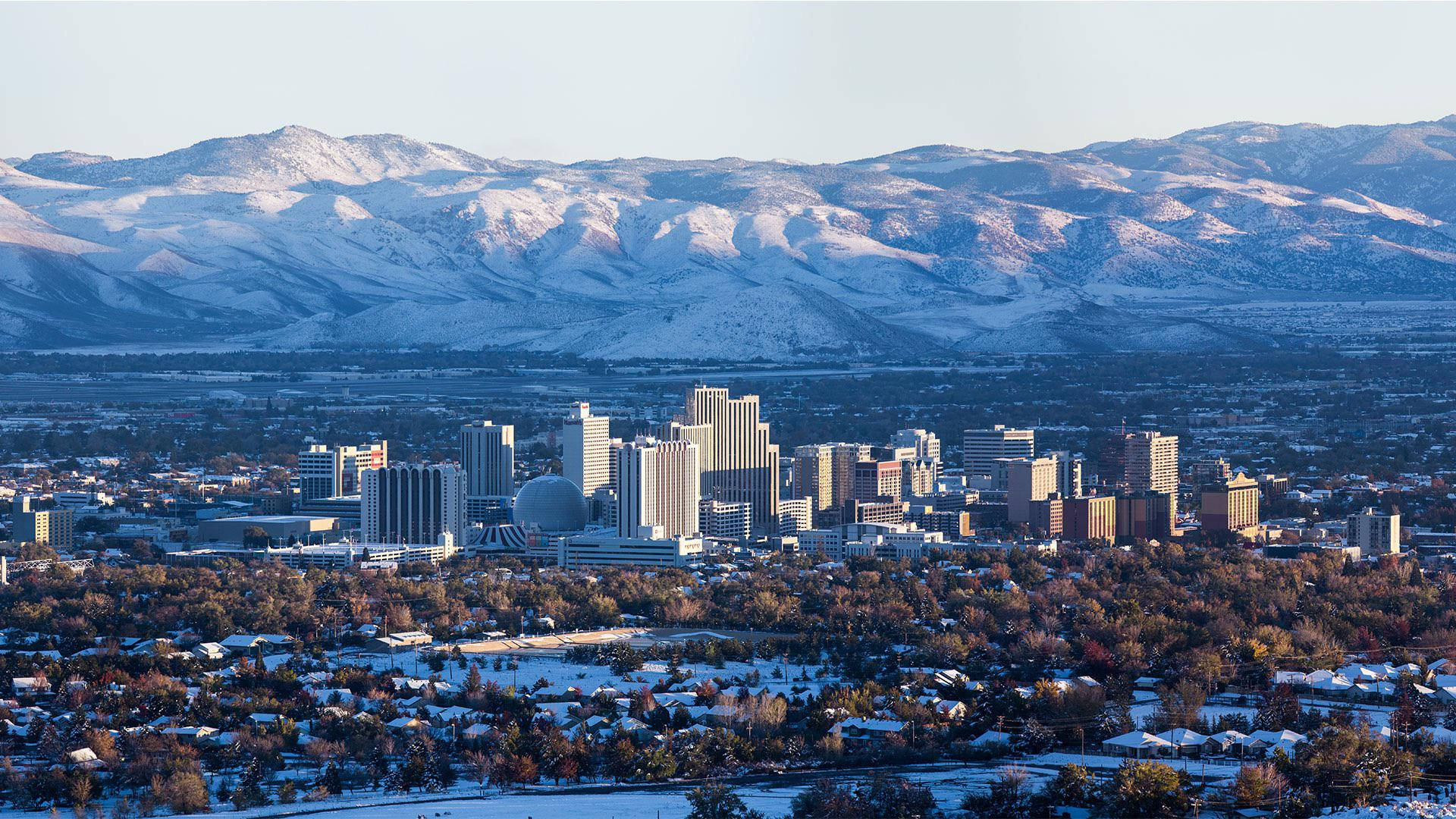 Reno, winter skyline, clear sky, Full HD Desktop Wallpaper