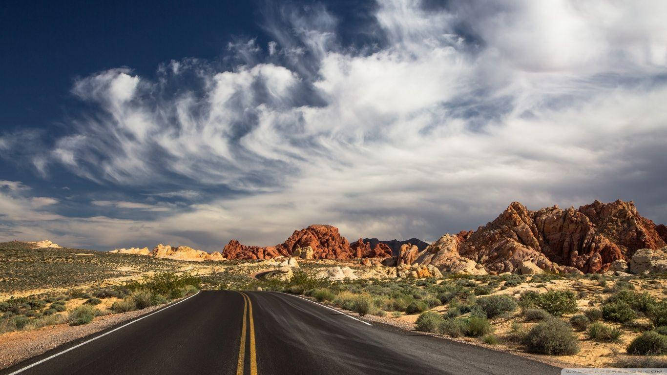 Reno, desert road, red rock formations, HD Desktop Wallpaper