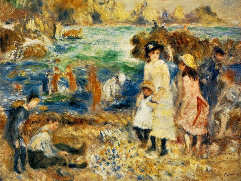 Renoir, children, sea, SD Desktop Wallpaper