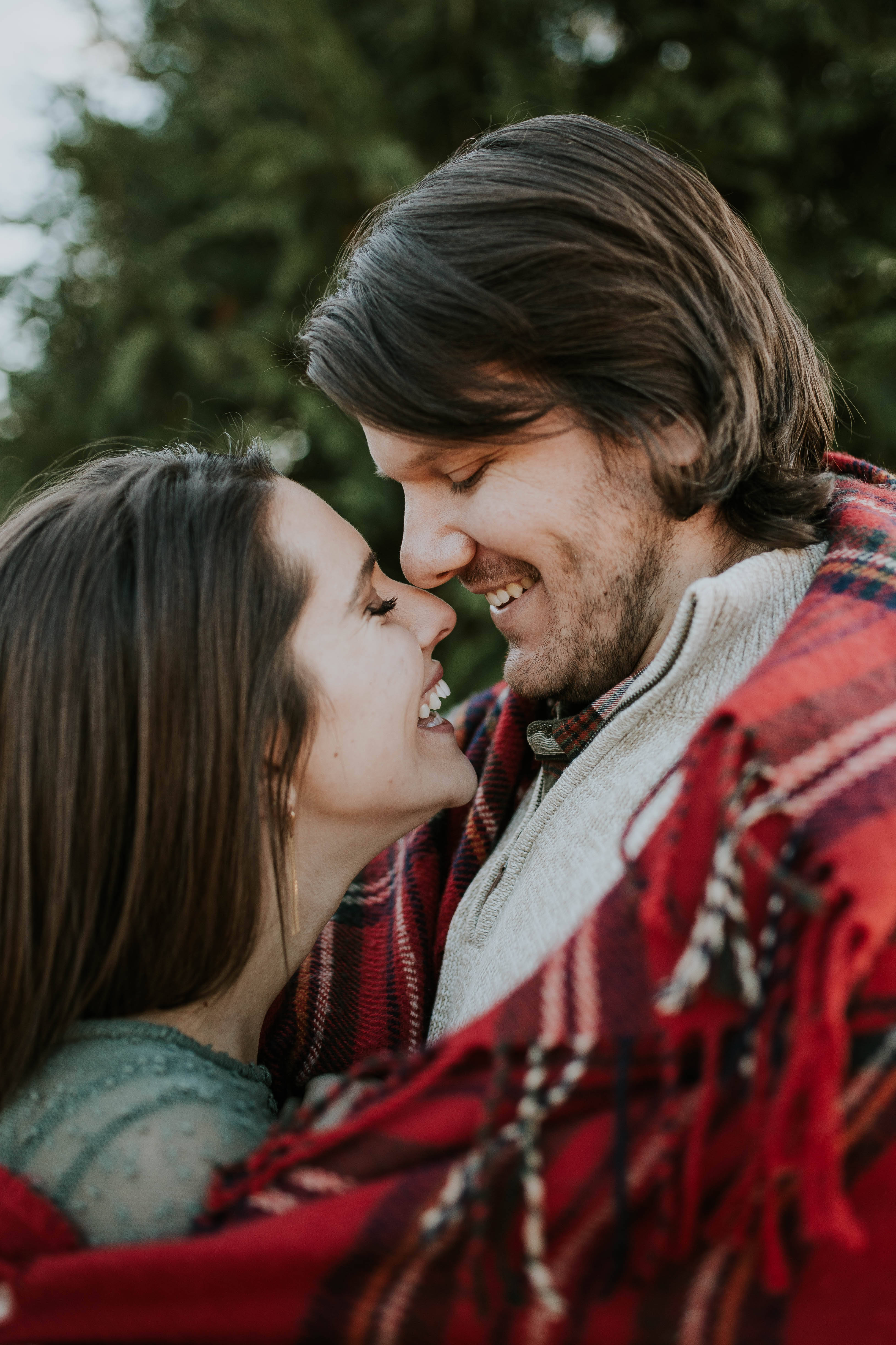 Rent A Girlfriend, red plaid blanket, soft green forest backdrop, 4K Phone Wallpaper