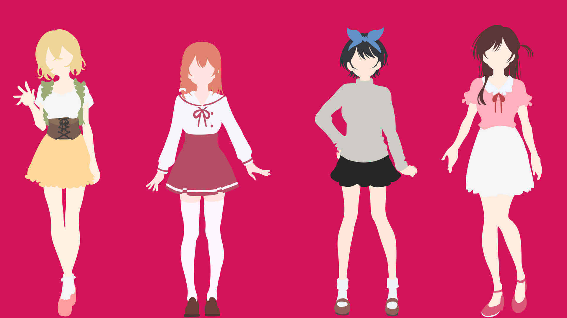 Rent A Girlfriend, anime girls, colorful outfits, Full HD Desktop Wallpaper