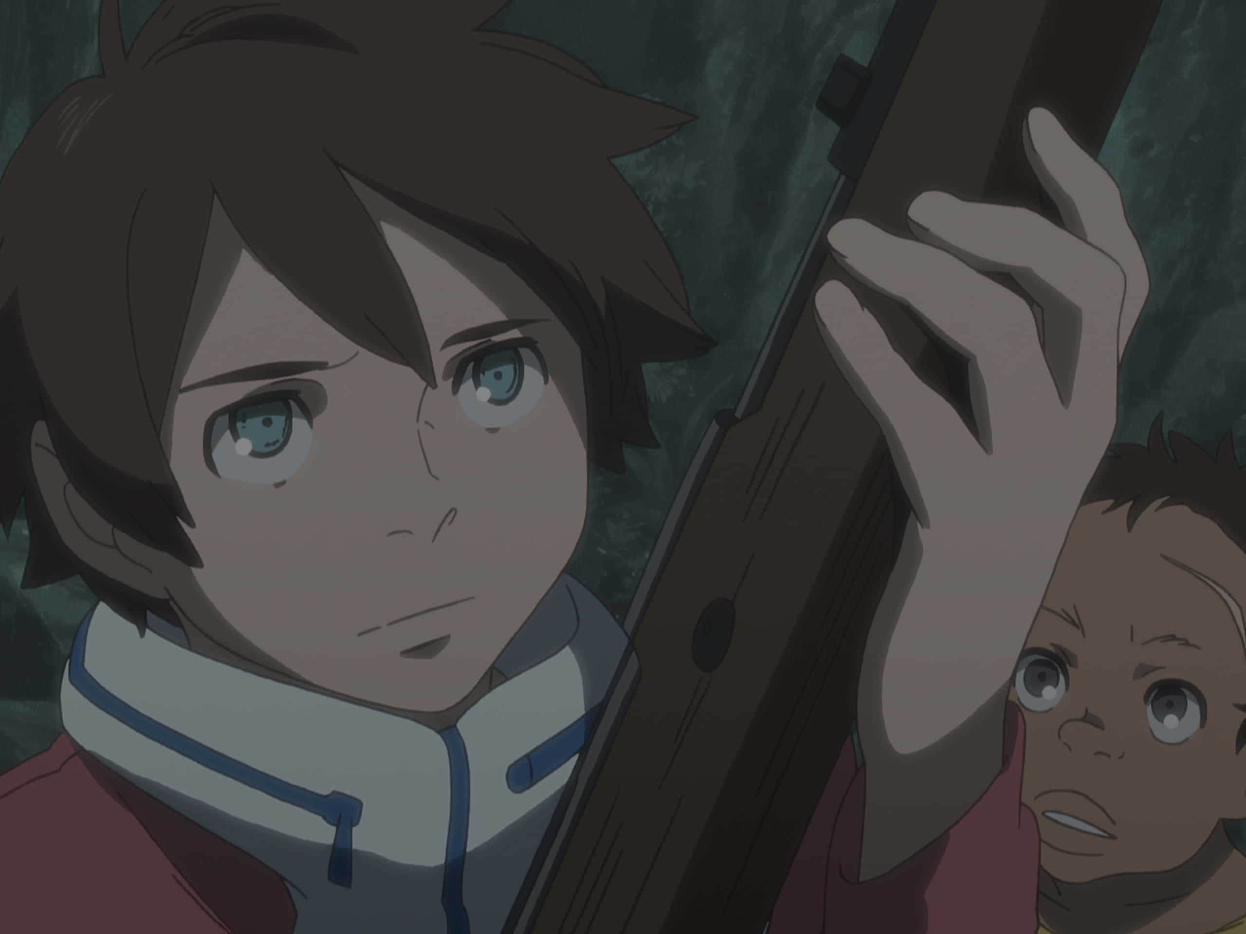 Renton Thurston, wide eyes, rifle, 2K Desktop Wallpaper