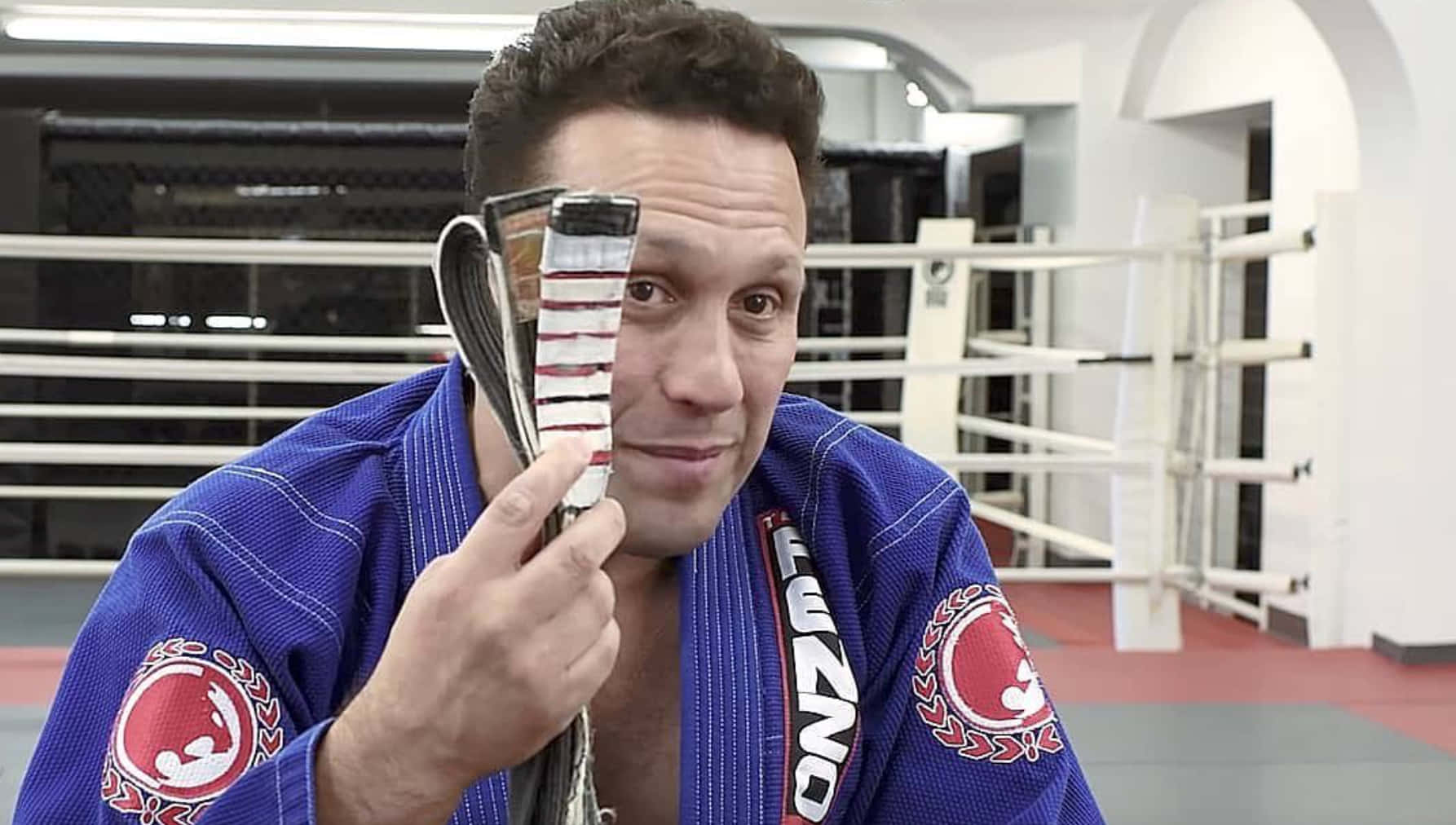 Renzo Gracie, blue gi, striped belt, HD Desktop Wallpaper