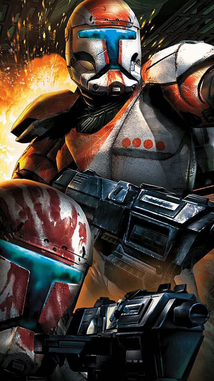 Republic Commando, red and white armor, blaster rifle, HD Phone Wallpaper