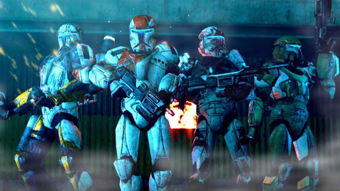 Republic Commando, white armor, rainy urban alley, SD Desktop Wallpaper