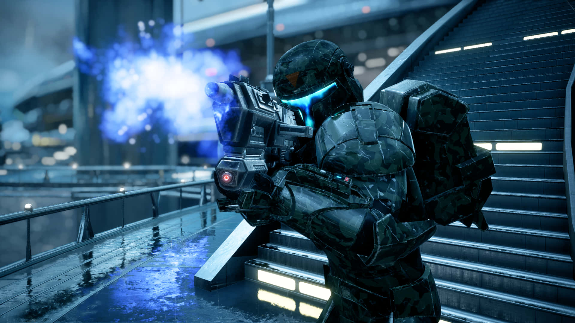 Republic Commando, futuristic soldier, dark armor, Full HD Desktop Wallpaper