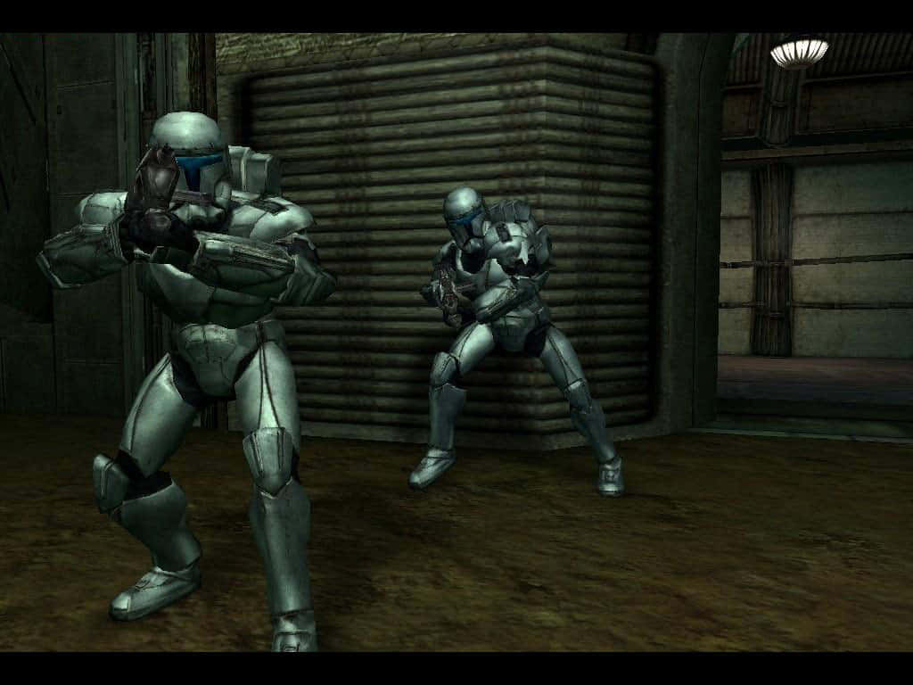 Republic Commando, silver robots, armored clone troopers, SD Desktop Wallpaper