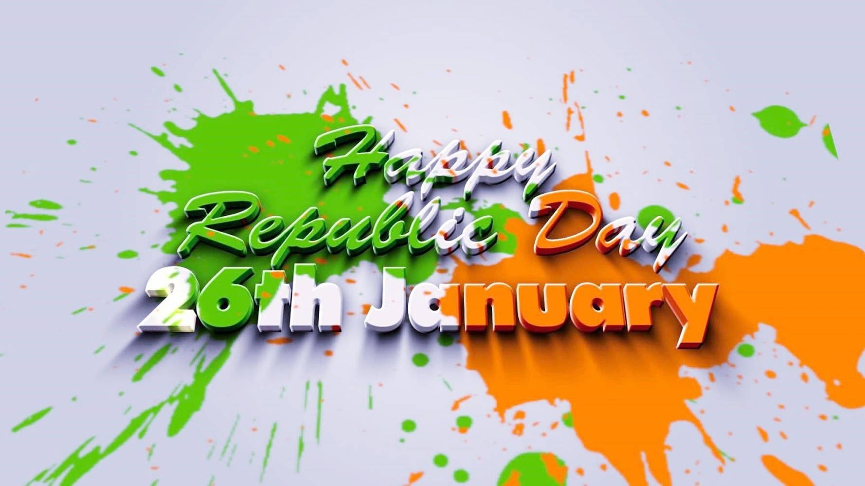 26 January, Happy Republic Day, green and orange paint splatters, HD Desktop Wallpaper