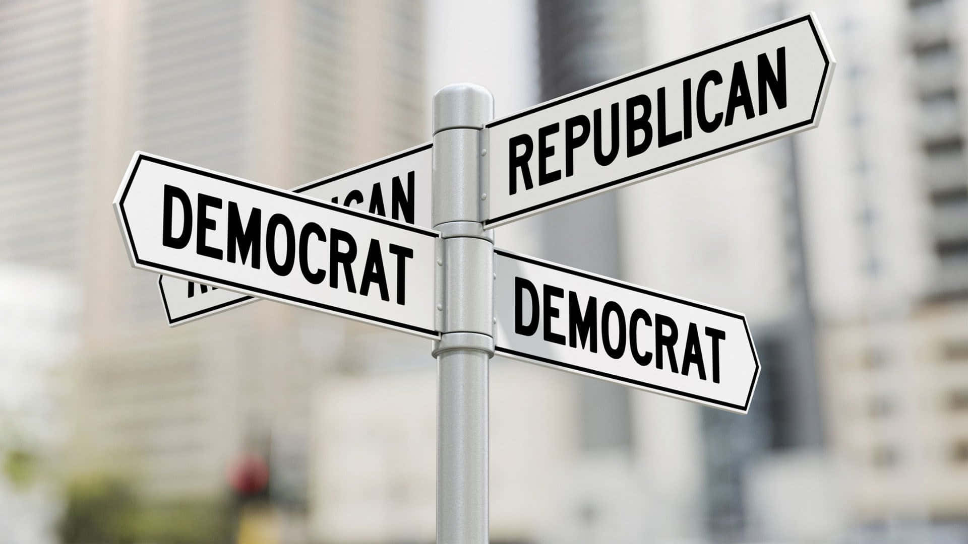 Republican, Democrat, Crossroad Sign, Full HD Desktop Wallpaper