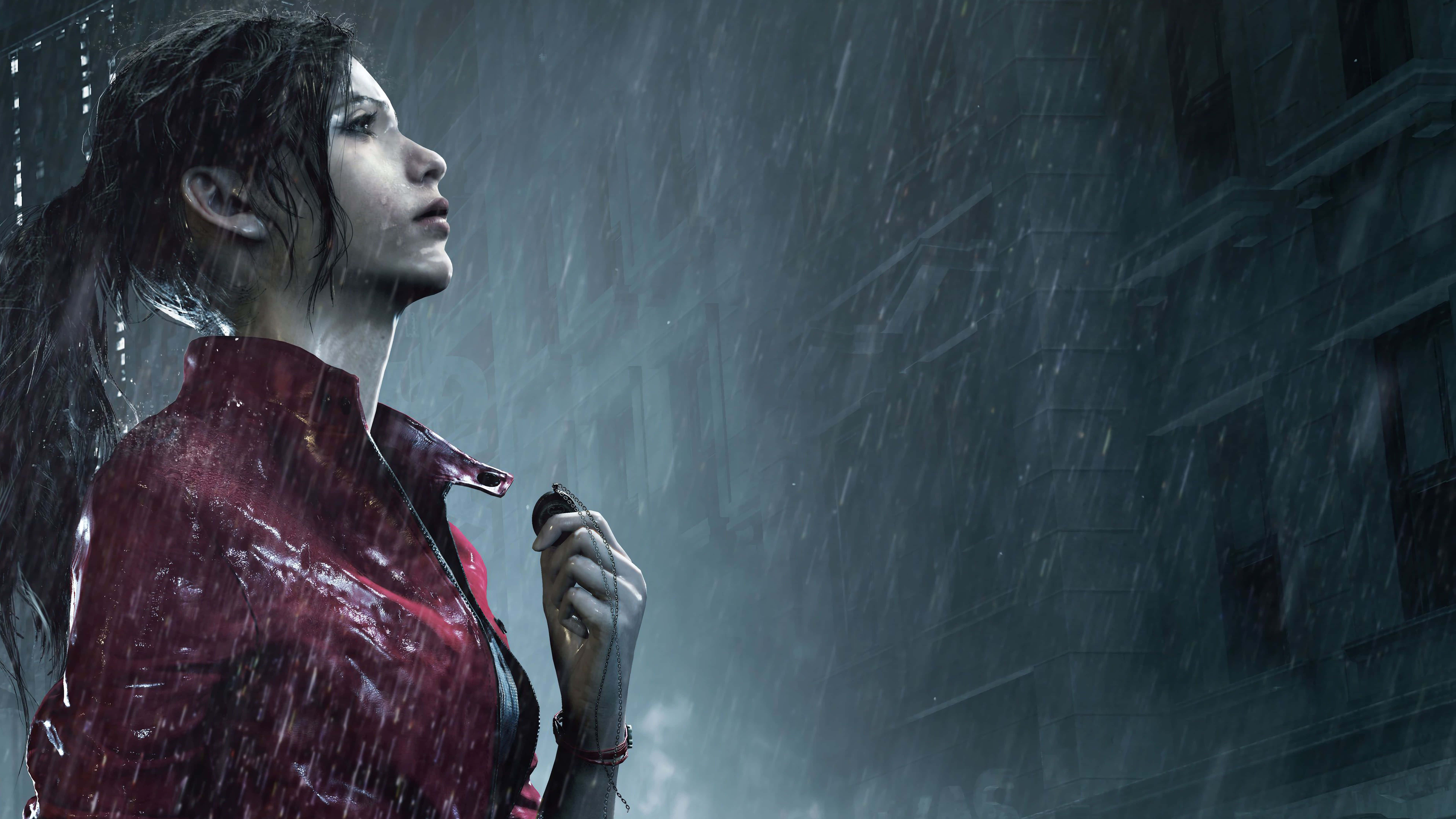Resident Evil 2, Claire, red raincoat, 8K Desktop Wallpaper