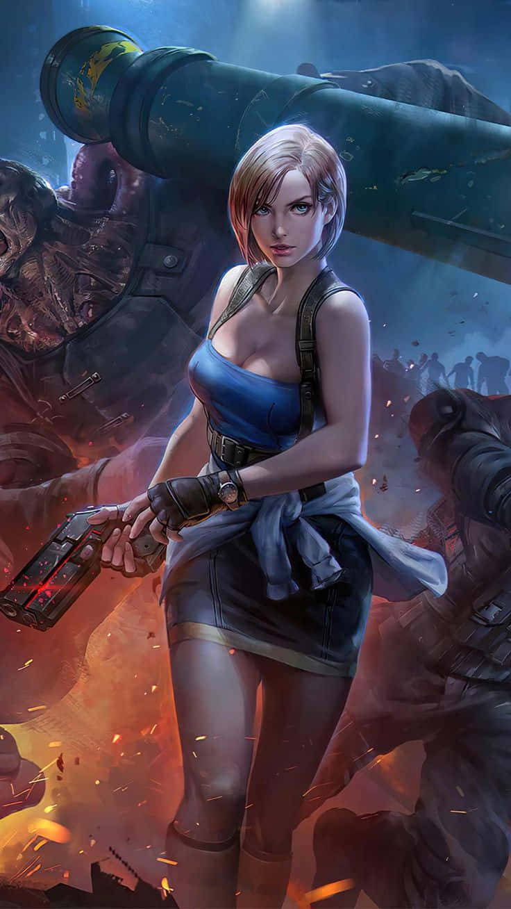 Resident Evil 2, female warrior, blue top and shorts, HD Phone Wallpaper