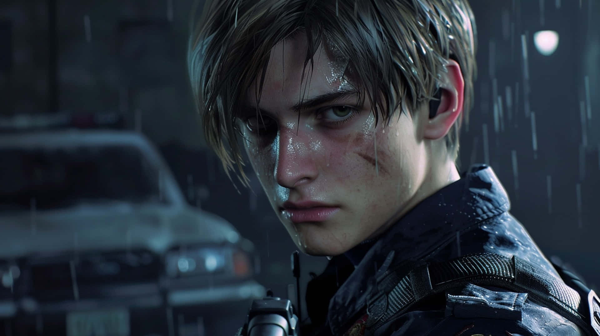 Resident Evil 2 Remake, Leon, rain, Full HD Desktop Wallpaper