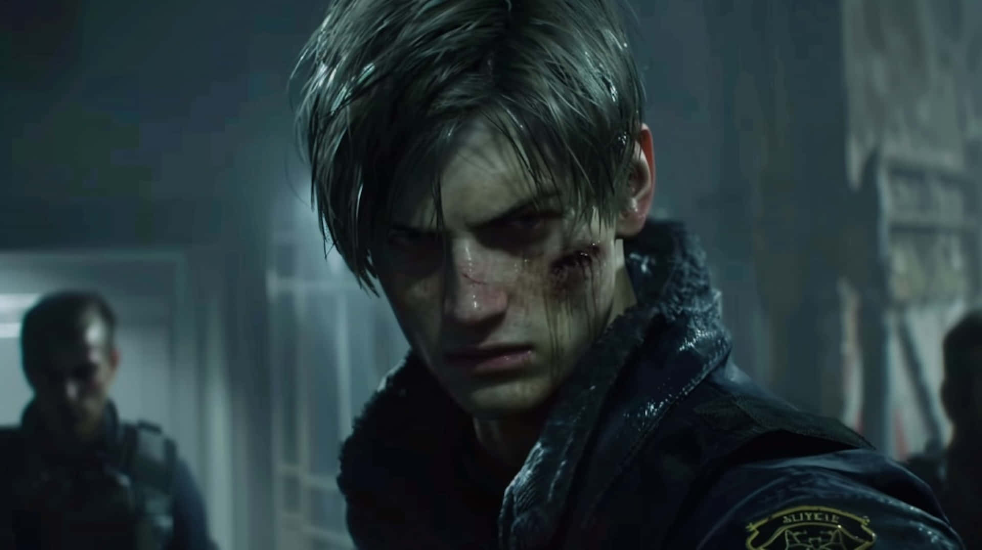 Resident Evil 2 Remake, Leon, bloodied young man, Full HD Desktop Wallpaper