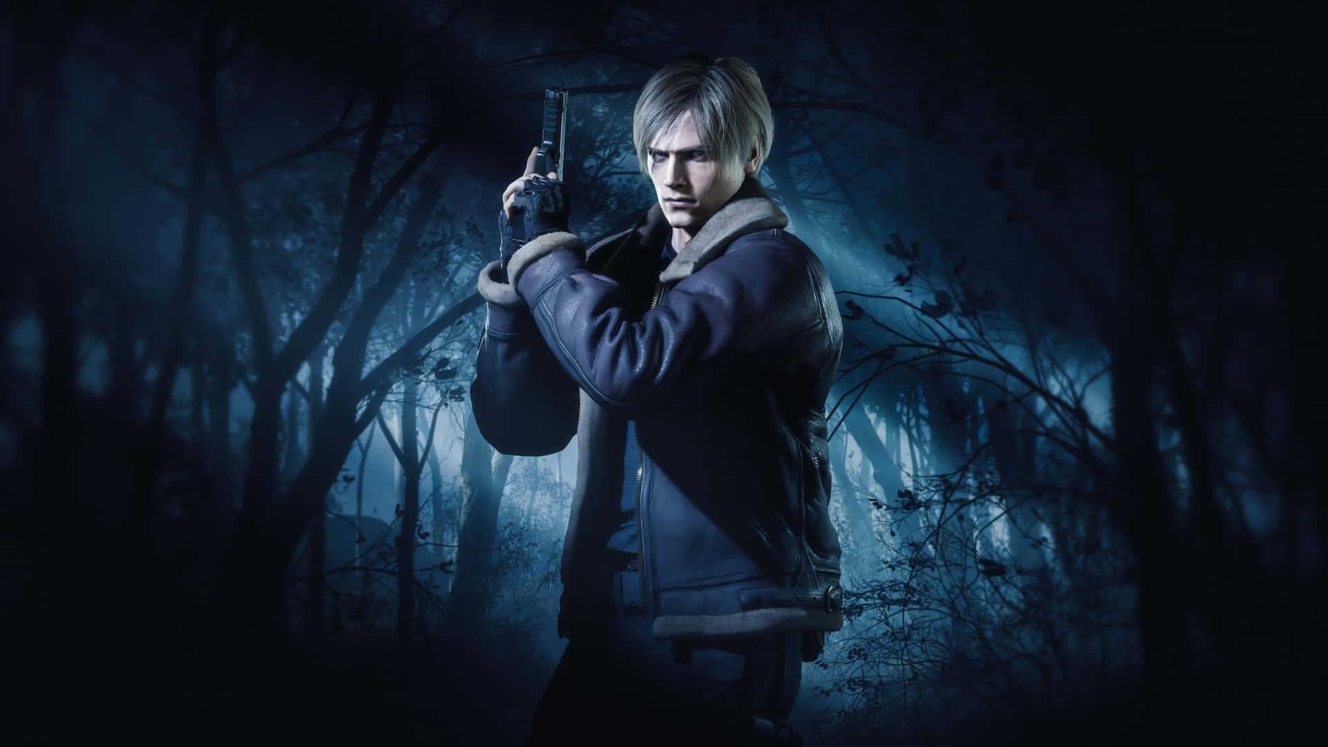 Resident Evil 2 Remake, Leon, misty blue forest, Full HD Desktop Wallpaper