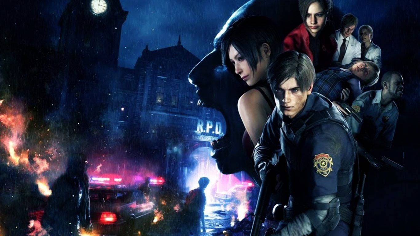Resident Evil 2 Remake, Leon, burning RPD, HD Desktop Wallpaper