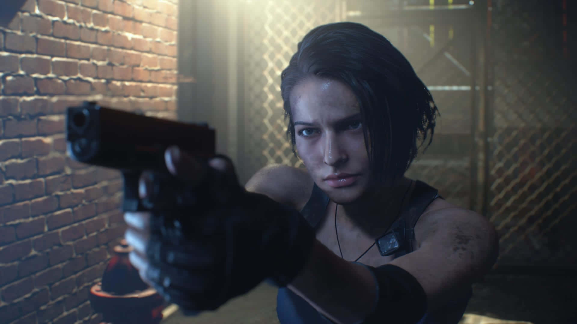 Resident Evil 3 Remake, woman with short dark hair, handgun, Full HD Desktop Wallpaper