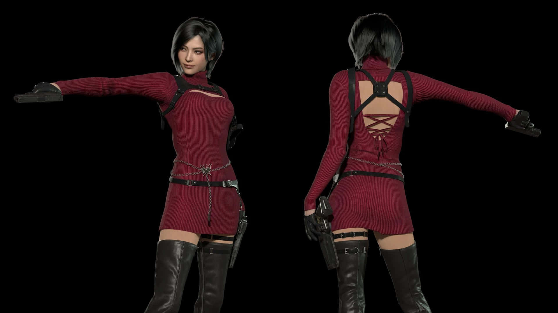 Resident Evil 4 Remake, female character, red ribbed dress, Full HD Desktop Wallpaper