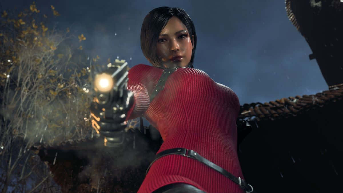 Resident Evil 4 Remake, female character, red ribbed top, SD Desktop Wallpaper