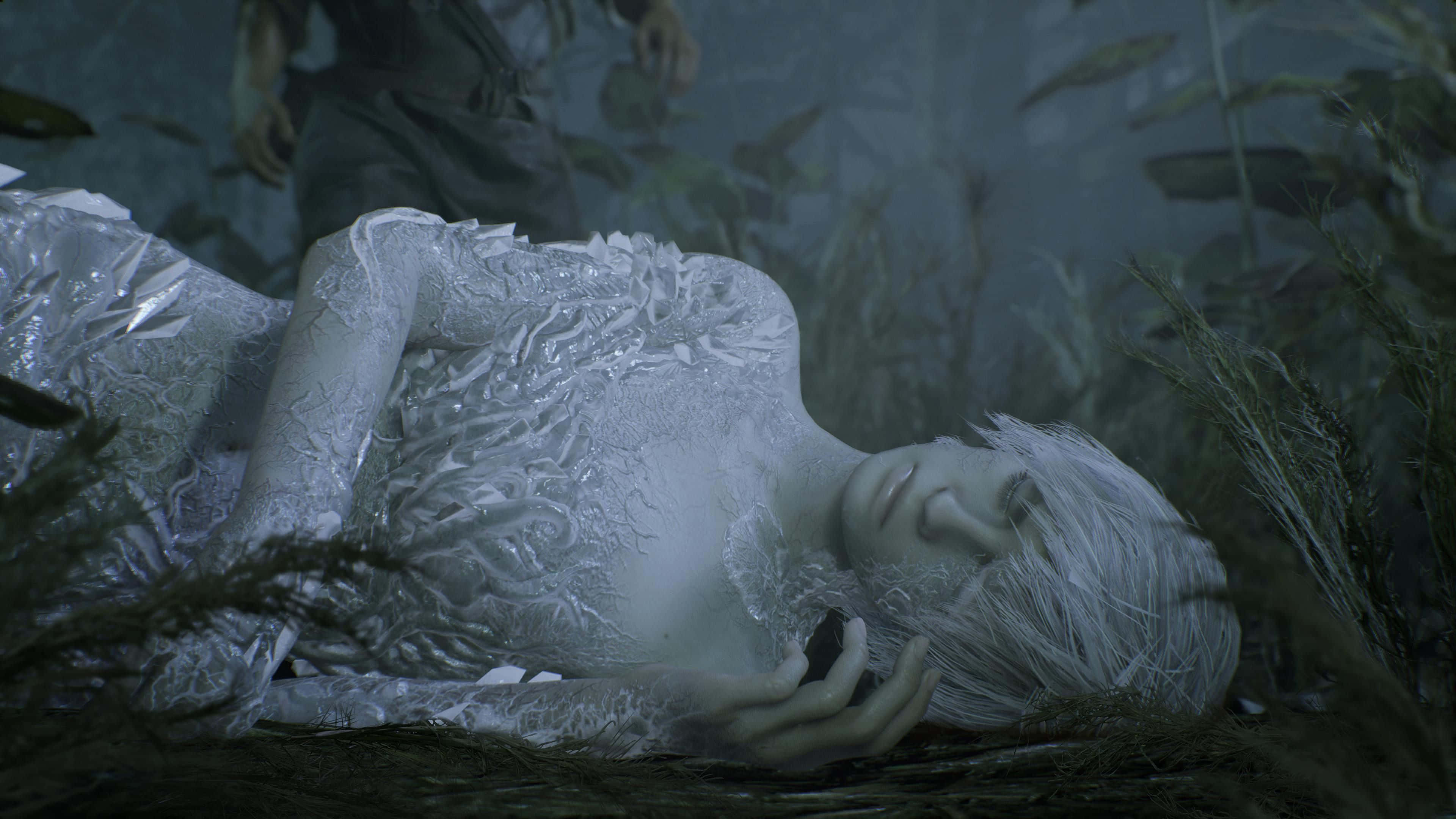 Resident Evil 7, pale figure, silver hair, 4K Desktop Wallpaper