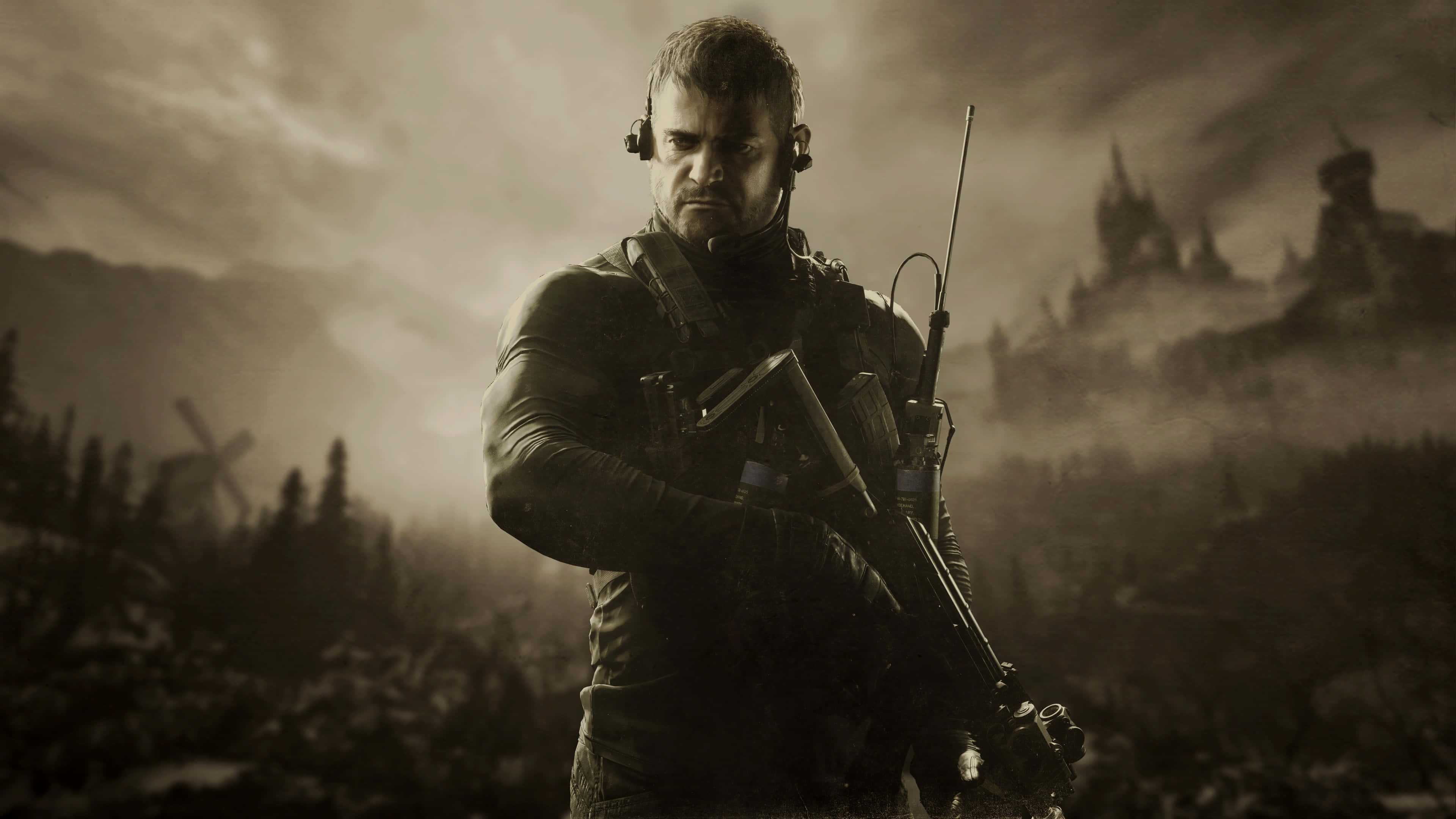 Resident Evil 7, tactical gear, rifle, 4K Desktop Wallpaper
