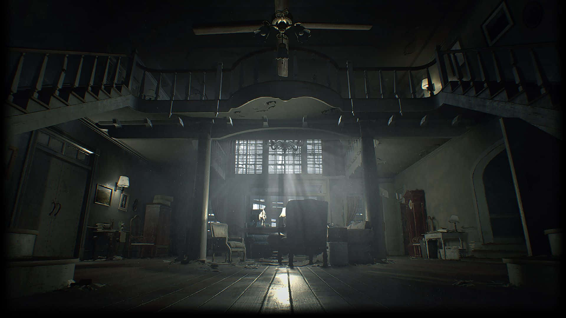 Resident Evil 7, abandoned mansion, dusty furniture, Full HD Desktop Wallpaper