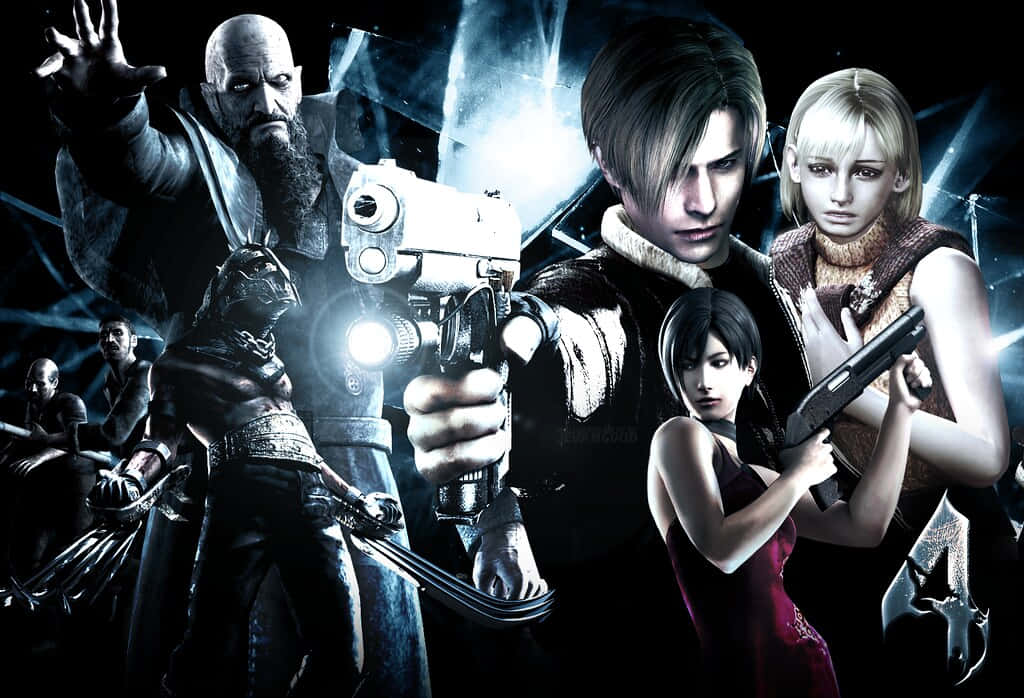 Resident Evil, characters, glowing weapons, SD Desktop Wallpaper